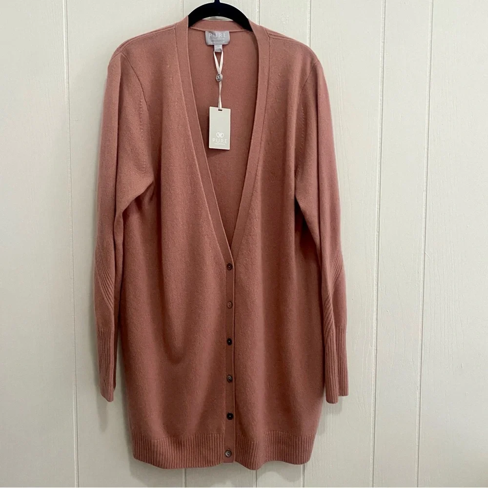 NWT Pure Collection 100% Cashmere Dusty Rose Cardigan Sweater Size 14-16 - Picture 10 of 10